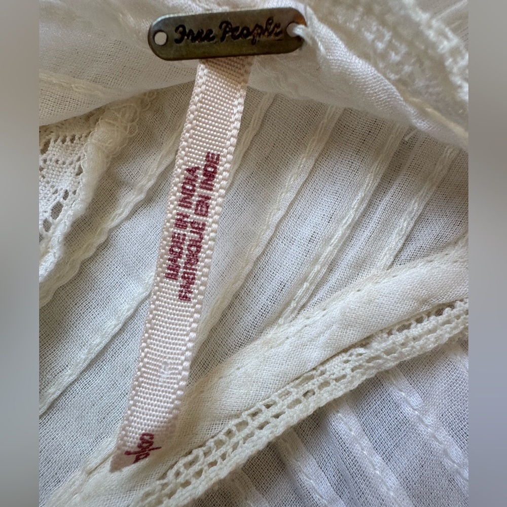 Free People Nobody Like you White Ivory Embroidered Cotton Boho Dress Size Small - Picture 5 of 13